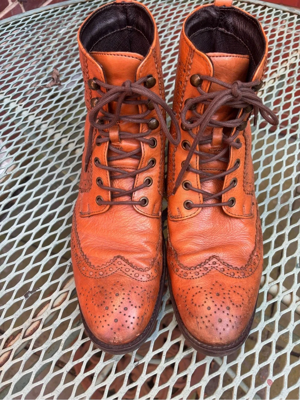 Johnston and Murphy Leather Brogue Wingtip Lace-Up Boots Men size 10
